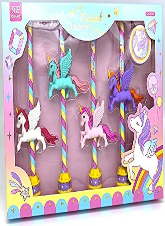 ماياترا مجموعة أدوات مكتبية للأطفال من ماياترا بتصميم وحيد القرن اللطيف - تتضمن 5 أقلام رصاص، و10 ممحاة جذابة، ومبراة واحدة. هدية مثالية لحفلات أعياد الميلاد للأطفال. - Image 5